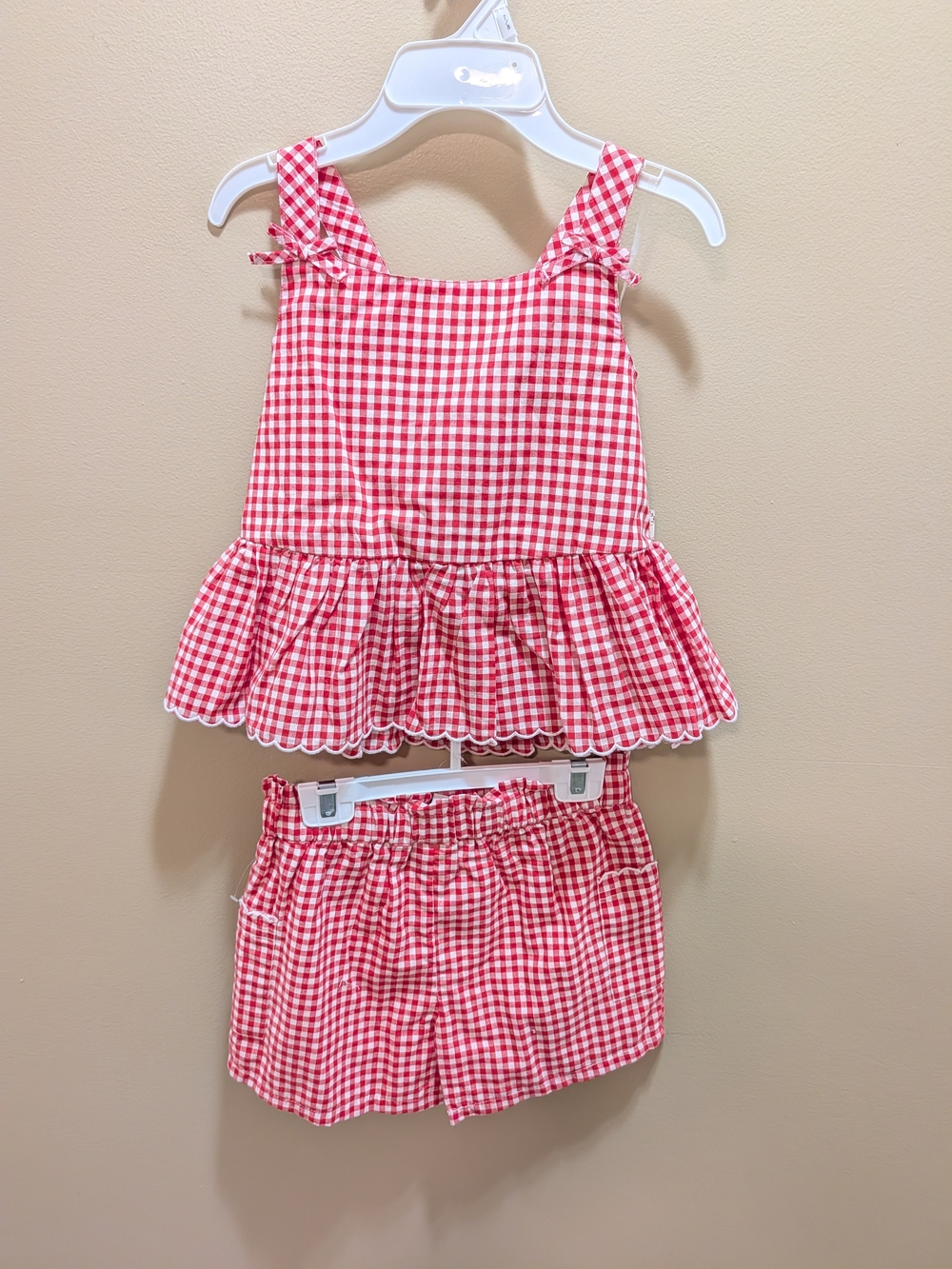 Haute Hippie Red Gingham Ruffle Top & Shorts Set Size 7/8 NWT NEW!